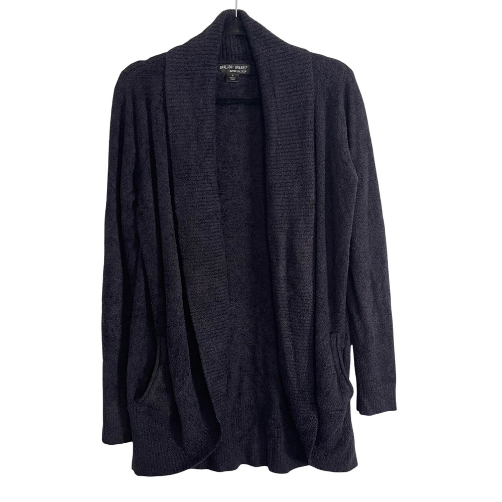 Barefoot Dreams Bamboo Chic Lite Cardigan 452 Carbon Black Shawl Collar Medium